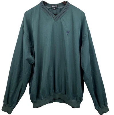 Ashworth Pullover Mens XL Green V-Neck Golf Windshirt Microfiber Ribbed Pockets - Image 1 of 4