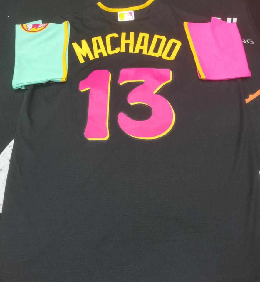 Manny Machado #13 Padres City Black Cool Base Sewn Stitched Jersey. - Image 1 of 4