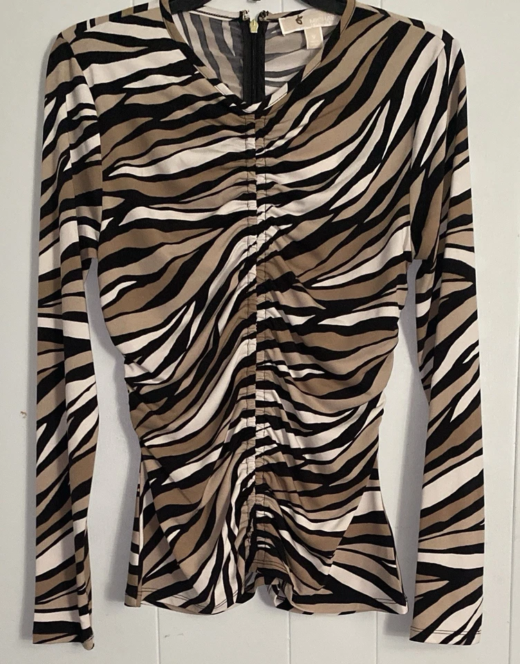 Michael Kors Animal Print Blouse Size Medium Beautiful - Image 1 of 3
