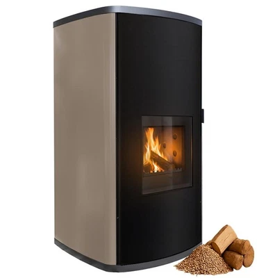 FUEGO Kombi Kaminofen Tonda Hybrid Holz Pellet wasserführend Havanna 20-34 kW  - Bild 1 von 4