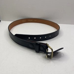 Boston Leder Herren 34 genarbtes Leder Arbeitsgürtel schwarz goldene Schnalle USPS - Bild 1 von 3
