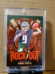 2024 Absolute Rock Out GREEN Michael Penix Jr. RC Jersey Number Match #'d 09/25 - Bild 1 von 3