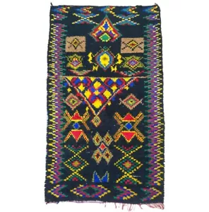 Vintage Marokkanischer Berber Teppich Handgewebt Bunt Tribal Design Carpet 4’... - Bild 1 von 13