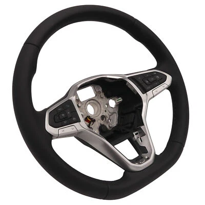 Steering Wheel Heated Acc Multi Function VW Passat B8 T-Roc A1 Leather Black - Image 1 of 4