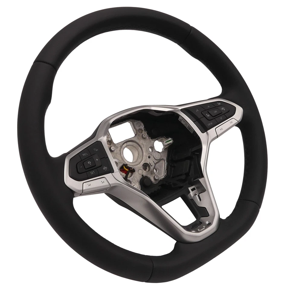 Lenkrad heizbar ACC Multifunktionslenkrad VW Passat B8 T-Roc A1 Leder schwarz - Bild 1 von 4