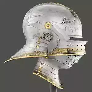 Elmetto Medievale Tedesco Sallet e Prima di Massimiliano Armatura Regali Antichi - Foto 1 di 6