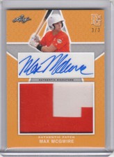 2020 Leaf National Showcase Perfect Game Orange Patch Auto #MM2 Max McGwire 3/3