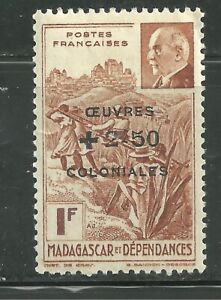 MALAGASY B14 MINT HINGED PETAIN TYPE OF 1941 SURCHARGED IN BLACK