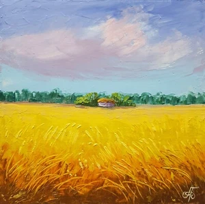 Ukraine Künstler Landschaft Original Öl Sommer Gemälde signiert Geschenk Wandbild Deko - Bild 1 von 24