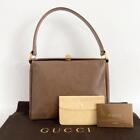 Gucci 001 085 1368 Old Gucci Turnlock Handbag Brown Authentic