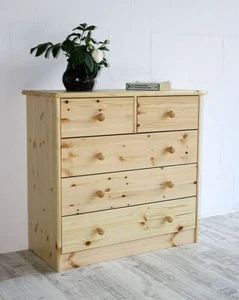 Cajonera 78x73x35cm Pino Macizo Natural Lacado Armario Aparador Madera - Imagen 1 de 8