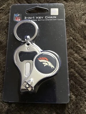 NOVO EM FOLHA LICENCIADO NFL DENVER BRONCOS 3 EM 1 CORTADORES, CHAVEIRO E ABRIDOR CTM5 - Imagem 1 de 2