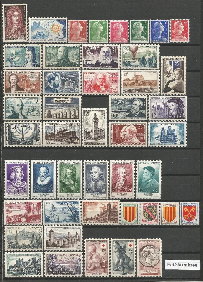 FRANCE 1955 COMPLETE YEAR SET - STAMPS MINT MNH - 46 STAMPS - SEE PICTURE - Image 1 of 1