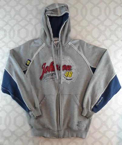 NASCAR Chase Authentics #48 Jimmie Johnson Mens Size Large Gray Hoodie Sweater Cover