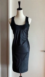 $495 NWT Alexander Wang Ruched Open-back Black Midi Tank Dress - Size Small - Picture 1 of 7