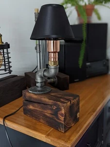 Industrial Style Table Lamp, Handmade Bedside Decorative Night Light Lamp. - Picture 1 of 3