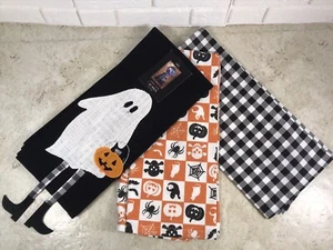 Cynthia Rowley Curious Halloween/Fall Kitchen Towel Set of 3 20" x 28" Ghost NWT - Picture 1 of 18