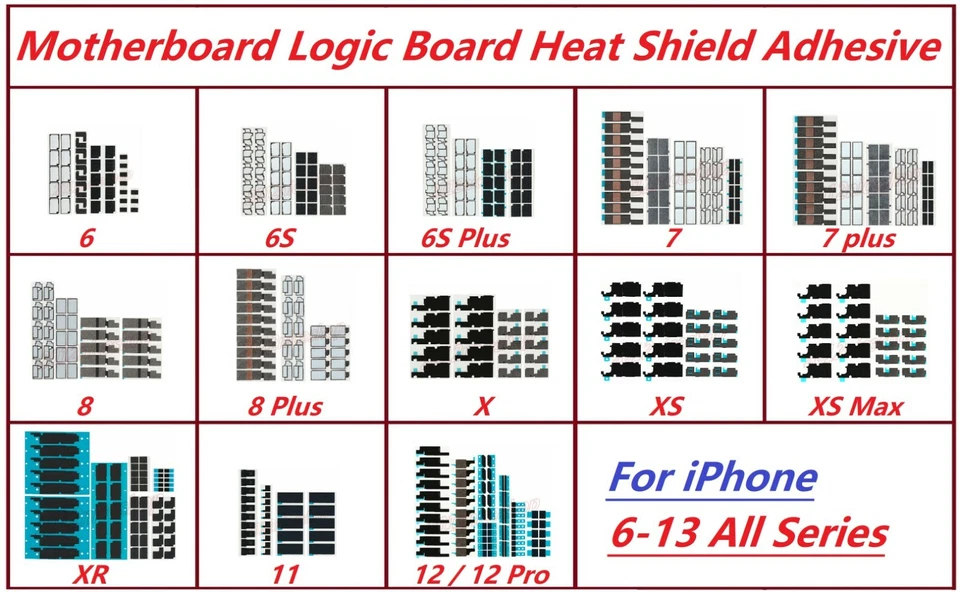 10x OEM Motherboard Logic Board Heat Shield Sticker For iPhone 8 x 11 12 13 Max - Image 1 of 1