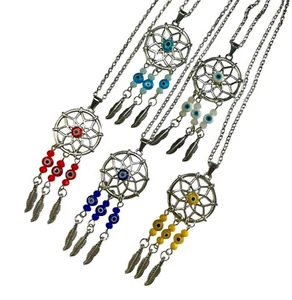 Tibetan Silver Style Dream Catcher Charm Long Chain Necklace - Picture 1 of 14