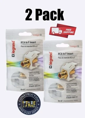 2 paquetes de conector coaxial coaxial On-Q Legrand RCA Audio a F F F3459-WH-V1 blanco Foto 1 de 4