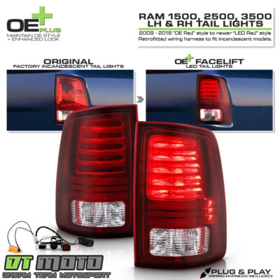 Halogen Upgrade to OE+ Black Interior LED Tail Light 2009-18 Ram 1500 2500 3500 - Image 1 of 4