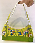 Neuf avec étiquette sac à main en cuir Braciallini sac à bandoulière 3D fleur embellie jaune