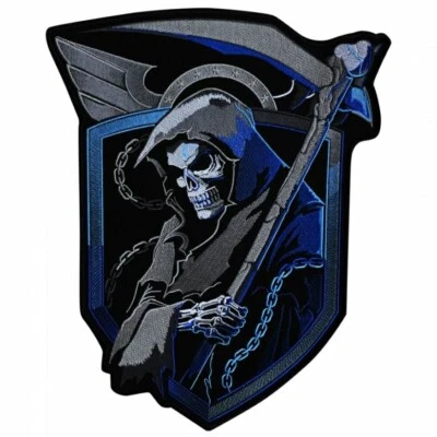 Grim Reaper Death with Scythe Skull Back Patch | Biker Gang Motorcycle Club Logo - Image 1 of 3