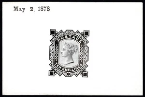 1878 10/- De La Rue Die Proof SG 128 en negro sobre esmaltado gato muy fino. £3,500.00 - Imagen 1 de 2