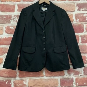 Vintage Talbots Blazer Womens 10 Petite Plain Black Work Office Button Up Jacket - Picture 1 of 8