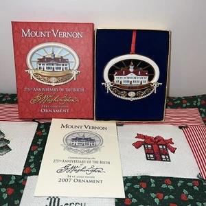 George Washington Mt Vernon 24K Gold Finish Ornament 2007 Gedenken 275 Jahre - Bild 1 von 10