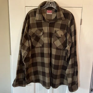 Wrangler Men’s XL Long Sleeve Button Up Collared Shirt Jacket Taupe Brown Plaid - Picture 1 of 8