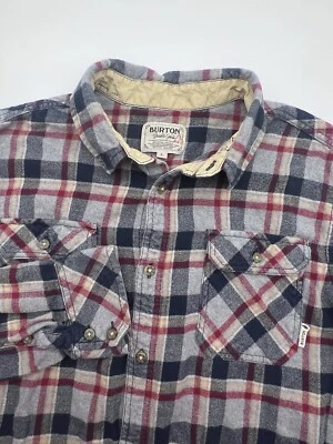 Burton Durable Goods Flannel Plaid Long Sleeve Shirt Size L Red & Blue Button - Image 1 of 4