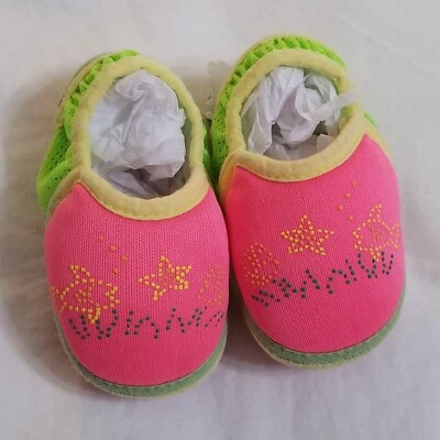Zapatos sin cordones Gold Bug para bebé niña talla 3 rosa verde pez estrella mar vintage-Z Foto 1 de 4