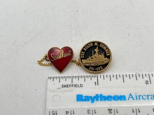 Vintage US Navy USS Allen M. Sumner DD-692 Destroyer Sweetheart Hat Lapel Pin - Picture 1 of 4