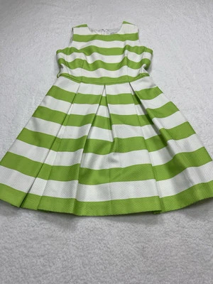 Madison Leigh Mini Dress Green Stripe Fit Flare Retro Wedding Size 12 - Image 1 of 4