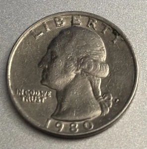 1980 P Washington quarter ERROR! Coin has a NICE FILLED IN MINT MARK! - Picture 1 of 3