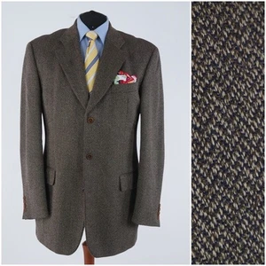 Mens HUGO BOSS Sport Coat 46L US Size Textured Brown Wool Blazer Knitted Jacket - Picture 1 of 16