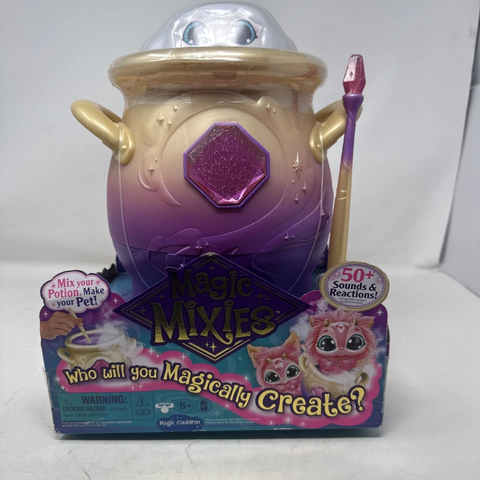  Magic Mixies Magical Misting Cauldron com brinquedo de pelúcia rosa interativo 8 polegadas  - Imagem 1 de 1