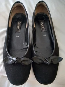 Gabor black suede 5.5 pumps with leather bows - Picture 1 of 10