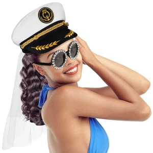 Cappello festa occhiali tuta sposa marinaio costume accessori cappelli barca per donna - Foto 1 di 11