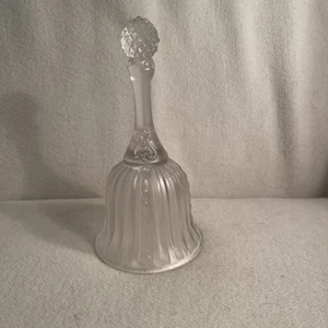 Vtg Fenton Frosted Glass Embossed Ribbed Decorative Bell - Picture 1 of 5