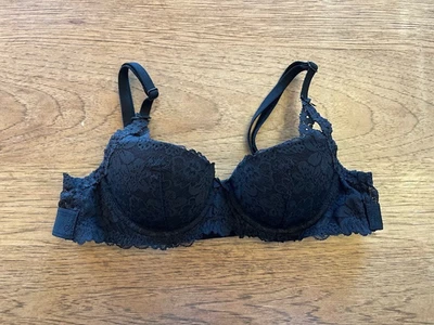 PINK Victoria's Secret Black Lace 32AA Wink Lightly Lined Balconette Bra VS - Image 1 of 2