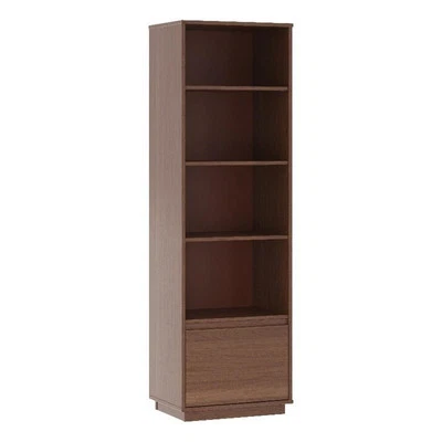 Linon Keane Wood Mid Century Bookcase with One Drawer in Brown - Imagem 1 de 4
