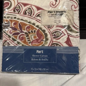 Pier 1 Imports Painterly Paisley Duschvorhang 72” x 72” Neu mit Etikett - Bild 1 von 8