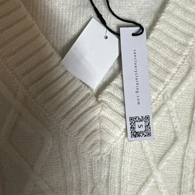 Chaleco Suéter Sanctuary Crema Tejido con Cable Ajuste Relajado Nuevo con Etiquetas Golf Grandpa Core Foto 1 de 4