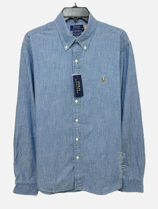 Polo Ralph Lauren Mens Classic Fit Untucked Fit Indigo Chambray Shirt L NWT $125 - Picture 1 of 11