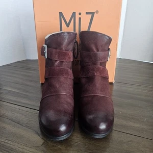 Miz Mooz Leather Buckled Ankle Boots Sabel Merlot Women's EU 40 Wide 9 -9.5 US - Picture 1 of 8