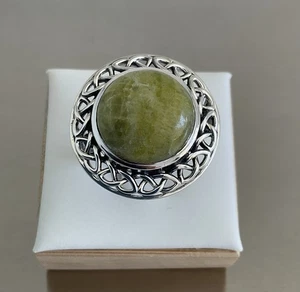 Connemara Marmor Ring keltisches Design rund 10,0 Karat 925 Sterling Silber Größe 8 - Bild 1 von 18