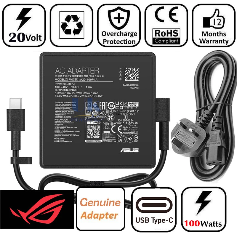 ASUS Genuine 100W USB-C Fast Charger G713IH-R7G1650 G713IM-R7R3060 Power Adapter - Image 1 of 4