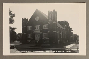 c1950 Postkarte Milledgeville IL Bretheran Kirche Illinois unbesendet RPPC - Bild 1 von 2